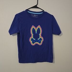 Boys Psycho Bunny Shirt Size 14-16 Large Short Sleeve Blue Purple